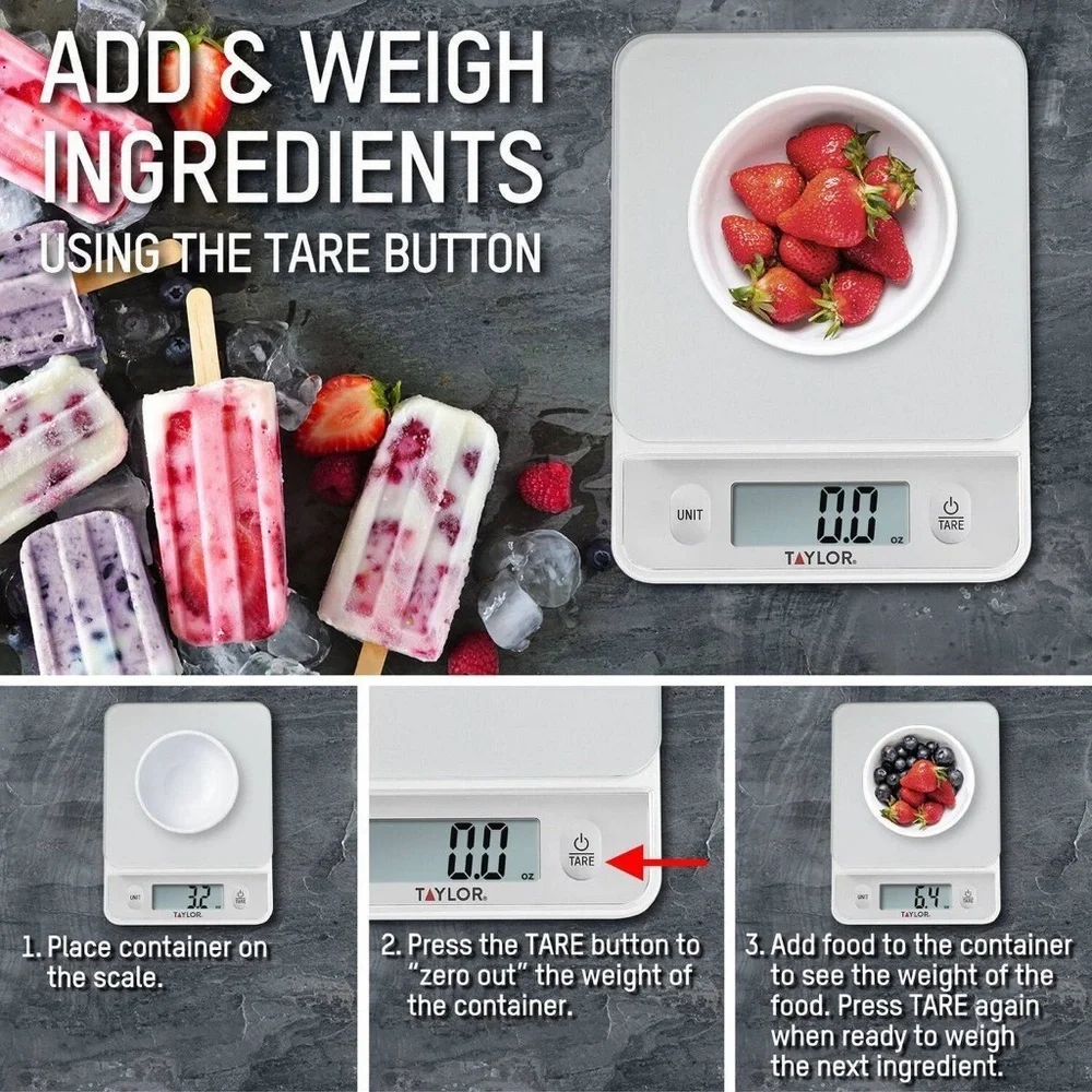 Taylor Digital Kitchen Glass Top 11lb Food Scale
